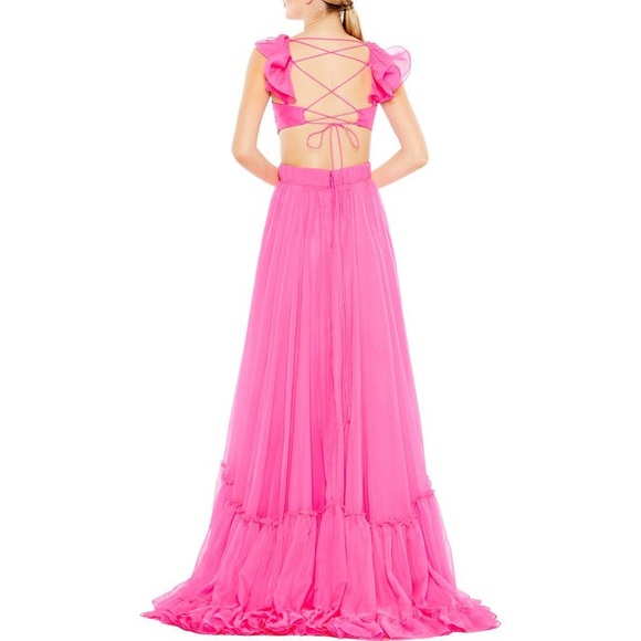 MAC DUGGAL OPEN BACK MAXI EVENING DRESS IN HOT PINK NWT - Picture 2 of 2